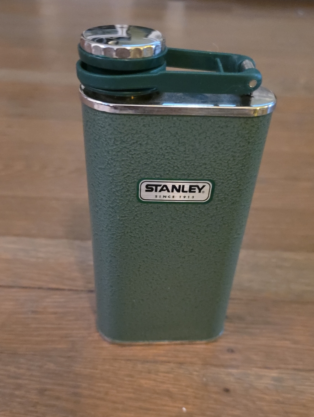 Stanley Green Textured Metal Flask with Chrome Trim 6.5" 8oz
